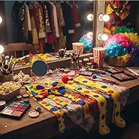 Fantasia de Palhaça C/Suspensório Gravata Nariz Meias - 4 PÇS Circo Festas