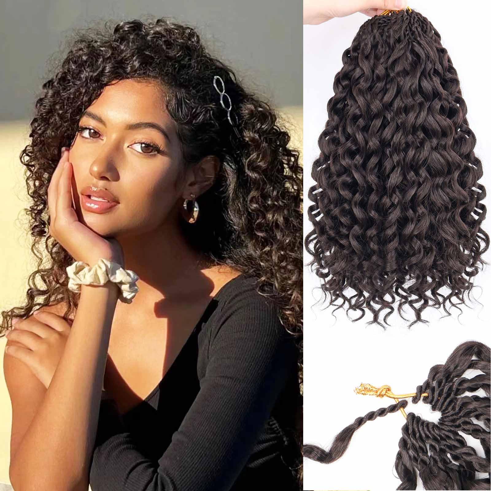 GoGo Curly Crochet Hair – 6er-Pack Reine Proteinfaser mit Vorverarbeiteten Schlaufen Ocean Water Wave Häkelzopfhaar – Strandlocken-Erweiterung Natürlich wie Echtes Haar (4#, 30 cm/ 12 Inch)