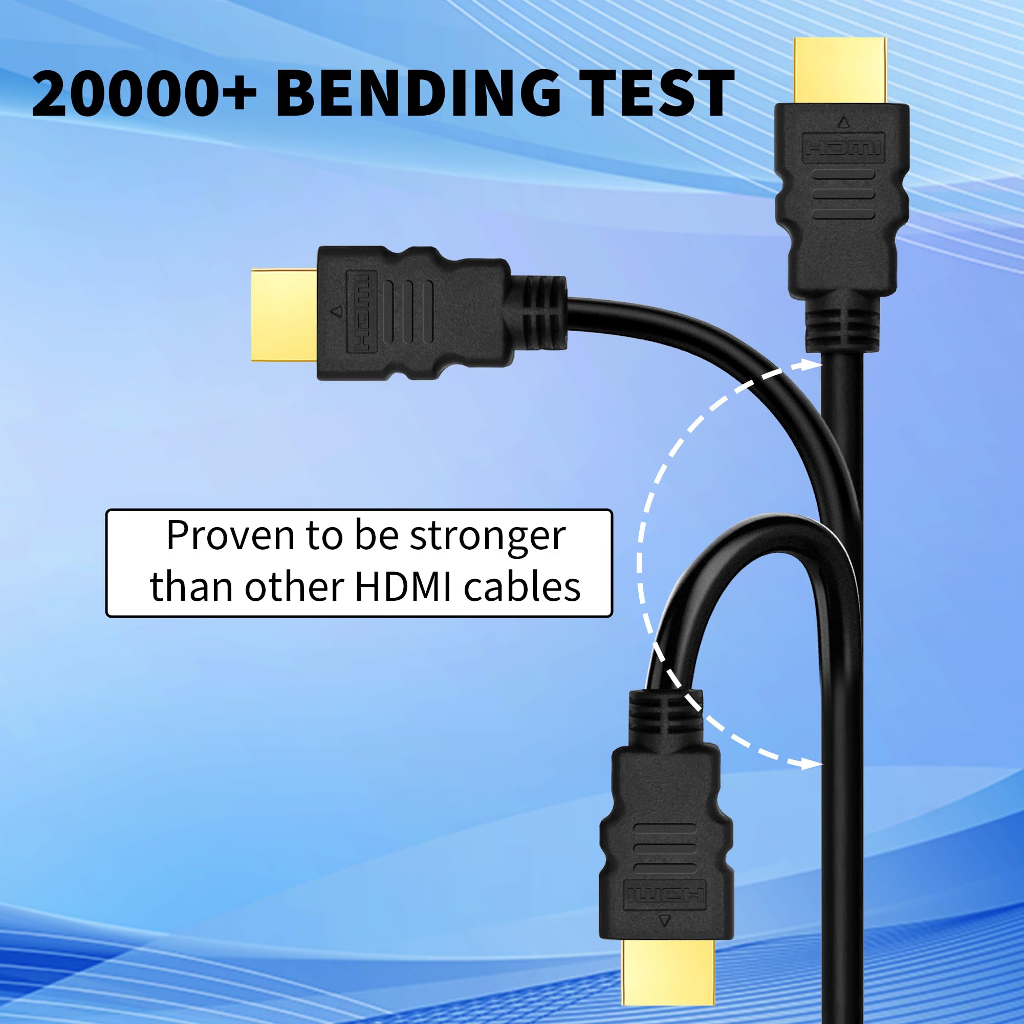 Paquete de 5 cables HDMI 2.0 4K Ultra HD/cable, alta velocidad, 18 Gbps, 2.0b @60 Hz, (1080P 2160P HDR) 3 pies, cable HDMI negro, para laptop, monitores, HDTV