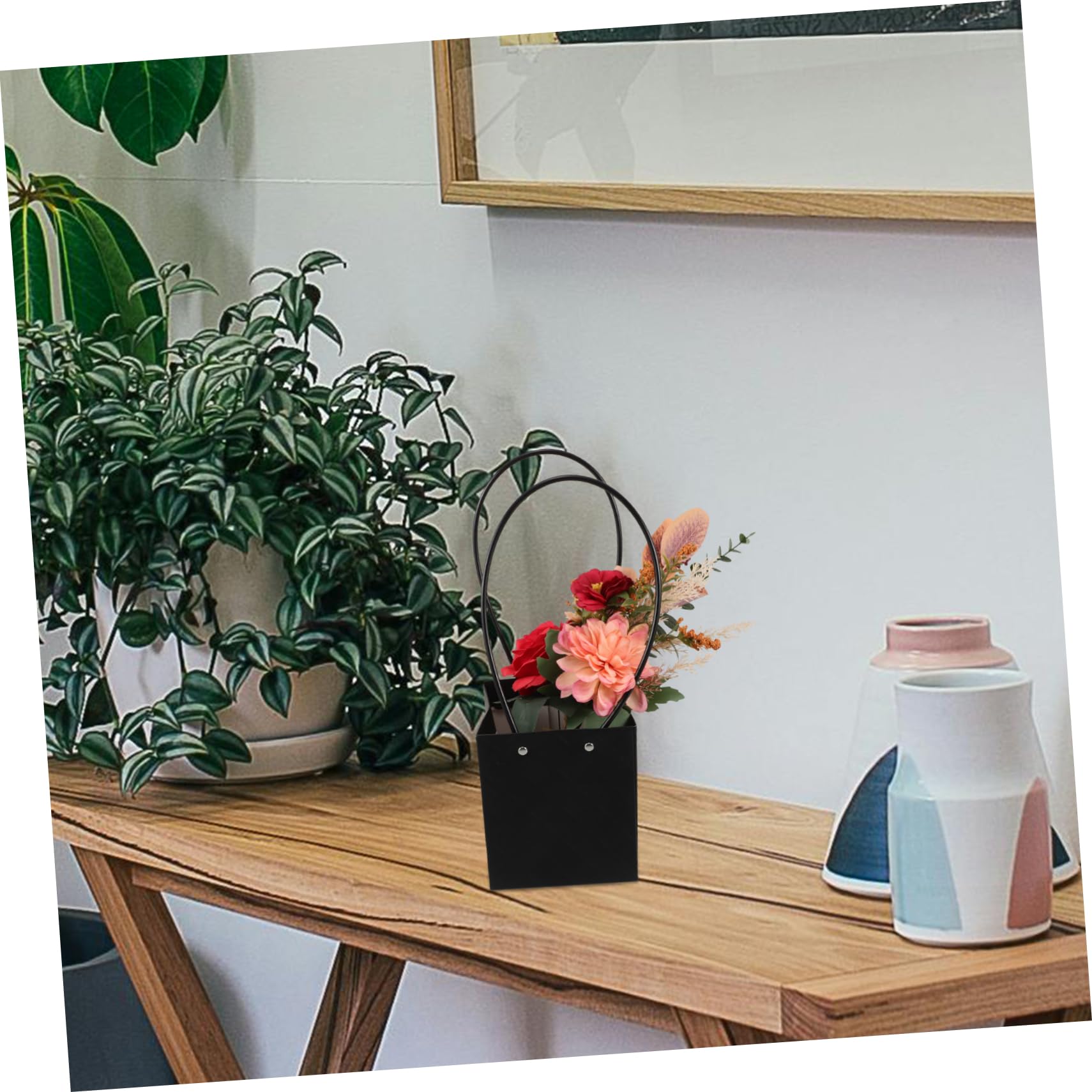 ABOOFAN 10stücke Blumenstrauß-tasche aus Kraftpapier mit Henkel Blumenpapierfarben Rechteckige Geschenktüten für Gestecke für Floristen und Hochzeitsarrangements