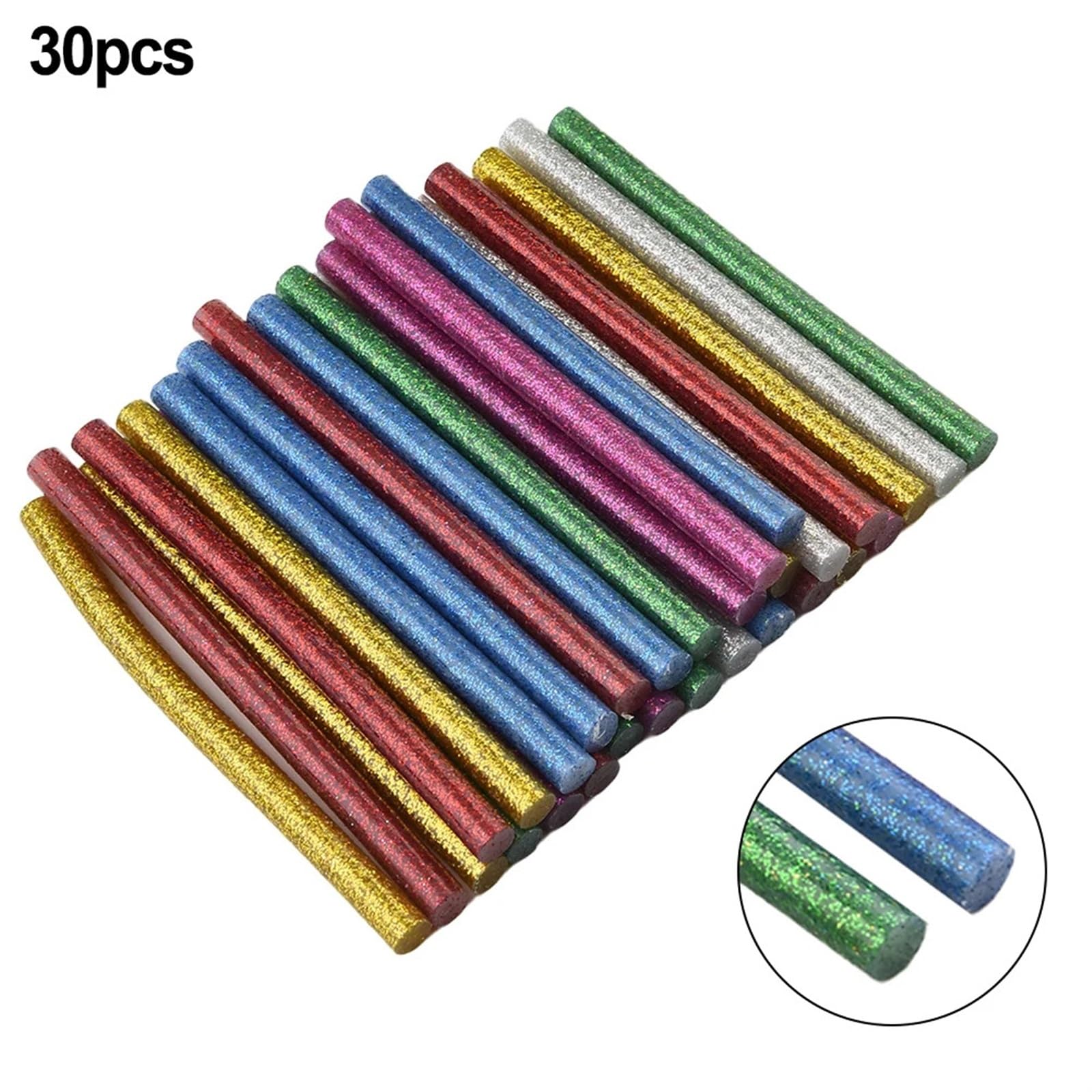 HeißKlebestifte 30 Teile/satz Farbige Hot Melt Kleber Sticks 7mm Klebstoff Verschiedene Glitter Kleber Sticks for Handwerk Reparatur FüR Heimwerken Reparieren
