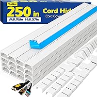 Vista 1 de Kit de ocultador de cable de 250 pulgadas, cubiertas de cable para cables en la pared, canaleta de cables pintable, protector de cable para TV