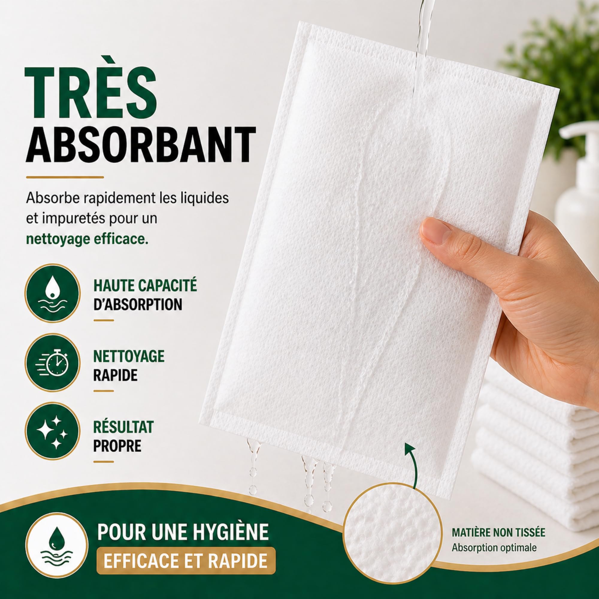 200 Gants de Toilette Jetables Ultra Doux - Non Tissés Molletonnés - Soins Médicaux et Hygiène - Blanc