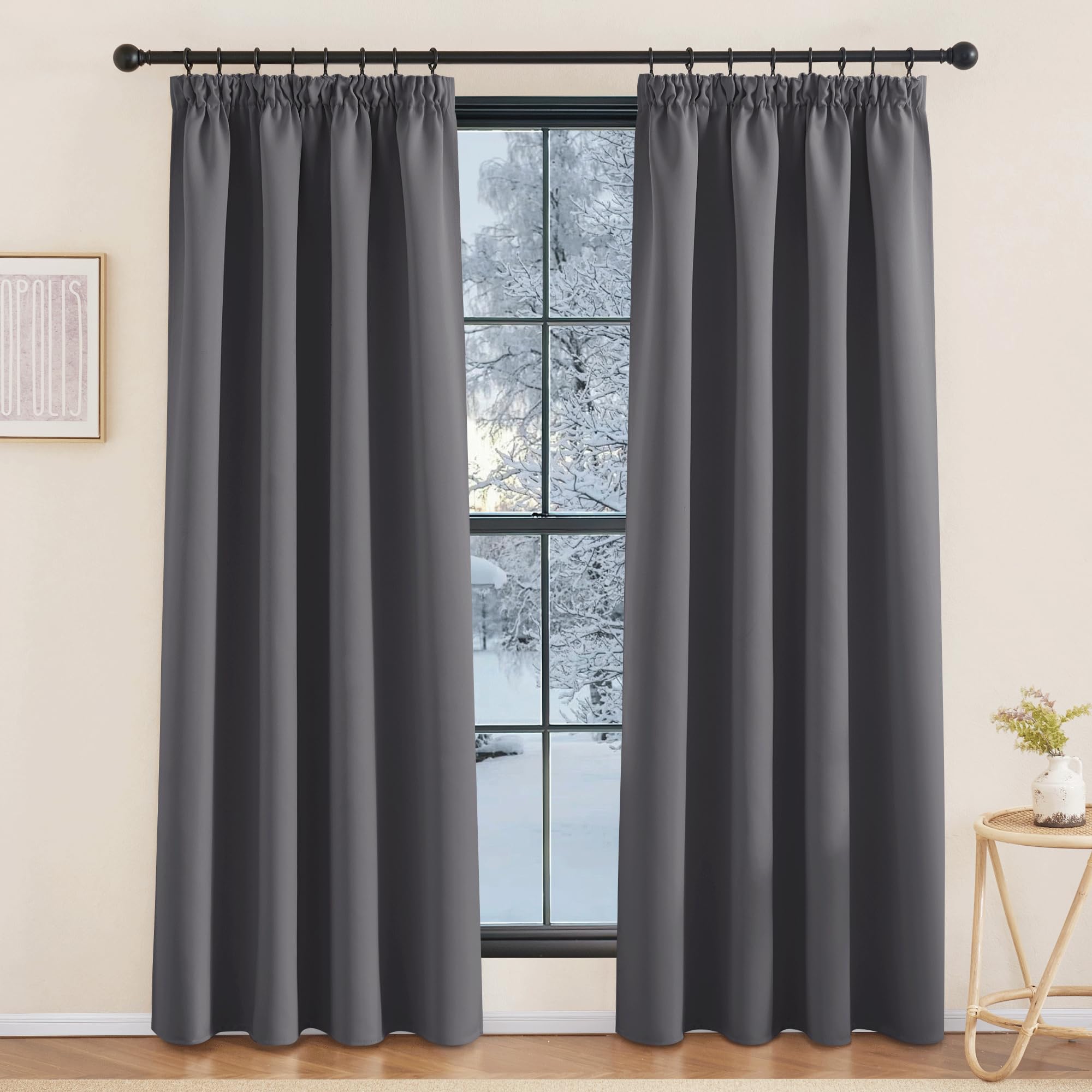 KGORGE Cortinas Termicas Aislantes Frio y Calor para Rieles, Cortinas Blackout Opacas para Cocina/Comedor/Dormitorio Matrimonio,140x200cm,Gris Global Recycled Standard Global Recycled Standard OEKO-TEX STANDARD 100 Global Recycled Standard