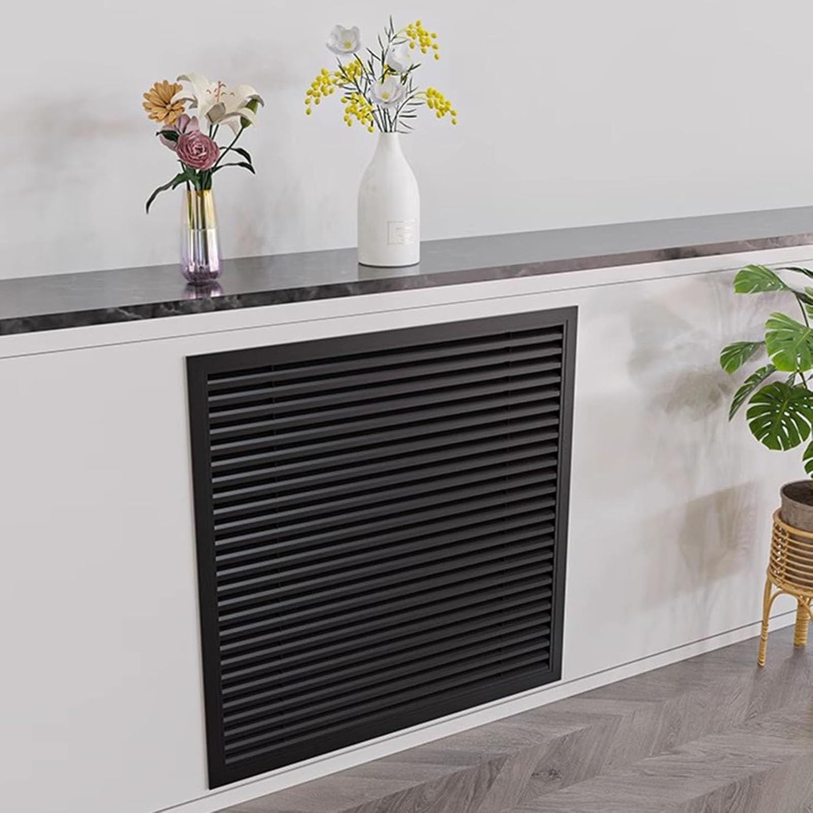 Lüftungsgitterabdeckung schwarz 500x500mm für Wand & Decke - Belüftung