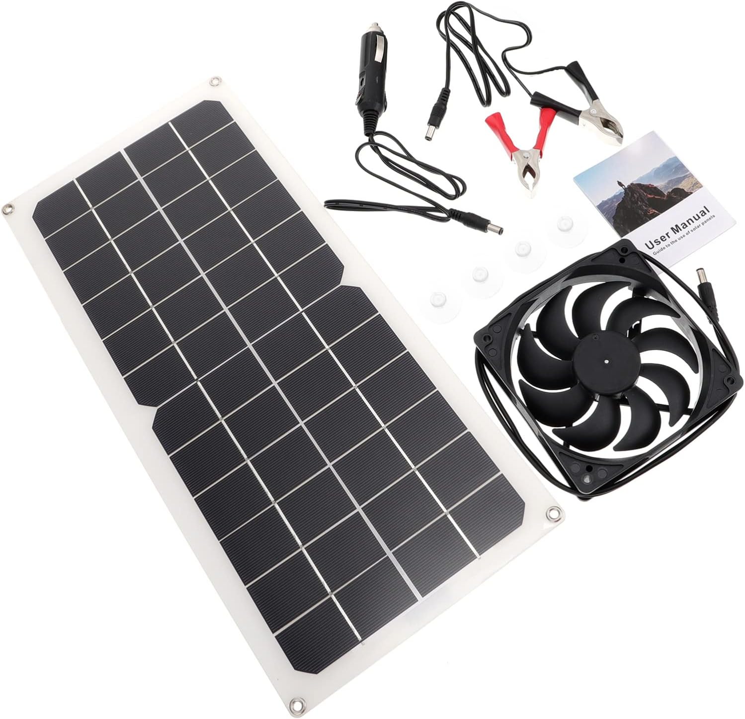 Happyyami 1 Set Solar Fan Portable Misting Fan Solar