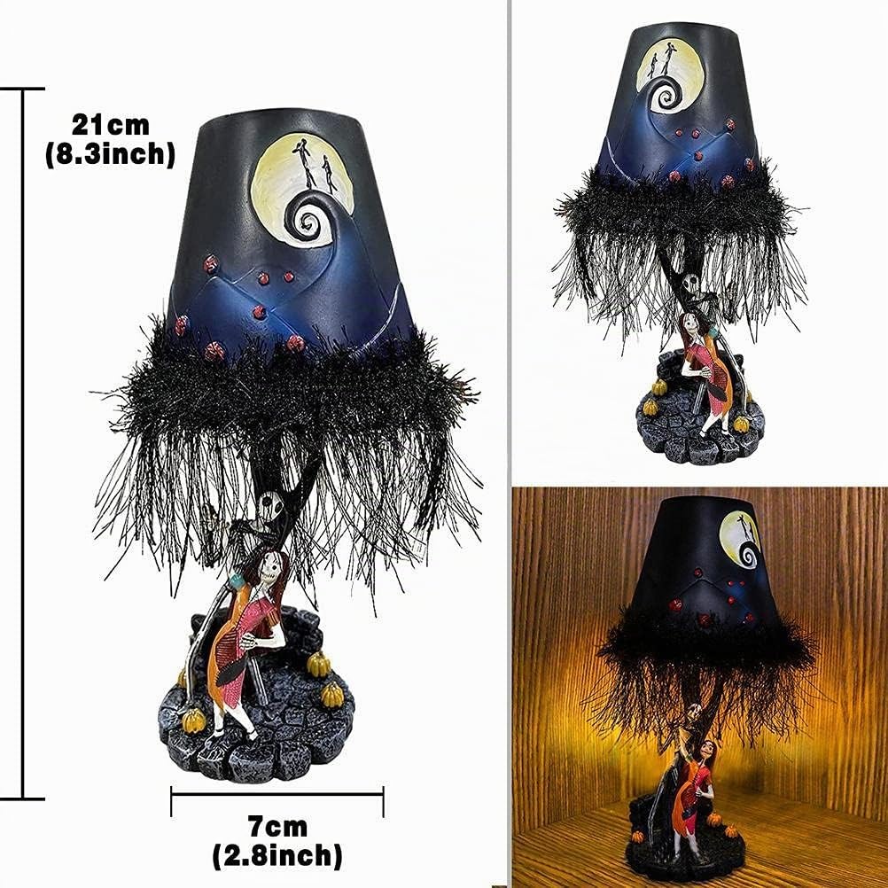 Lampe de table L'Étrange Noël de monsieur Jack - Lampe de table lumineuse LED avec pompon en résine faite à la main - Jouet de décoration de bureau