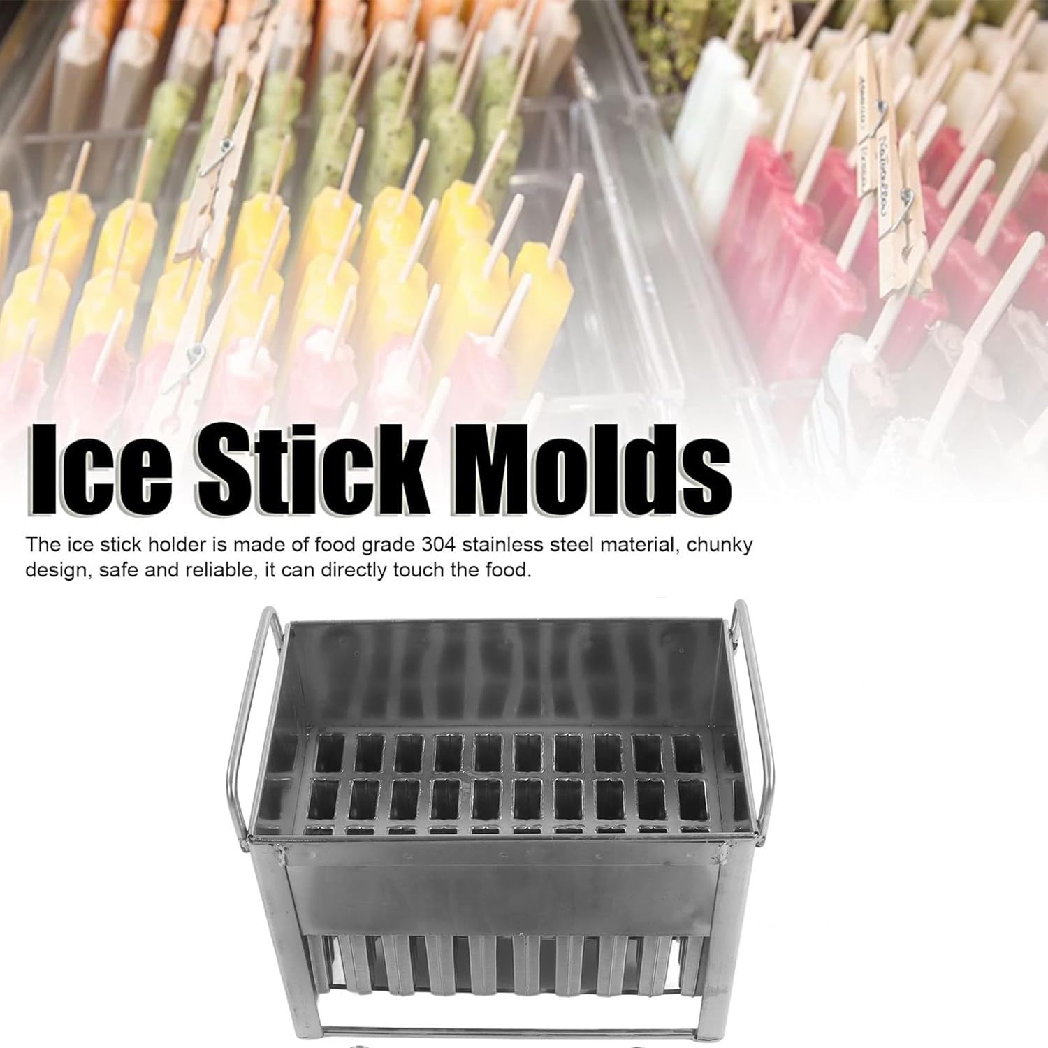 Edelstahl-Formen für Eis am Stiel, 40-teiliges Eisformen-Set, große Kapazität, Eismaschine für selbstgemachte Leckereien zu Hause, perfekt für Sommerspaß