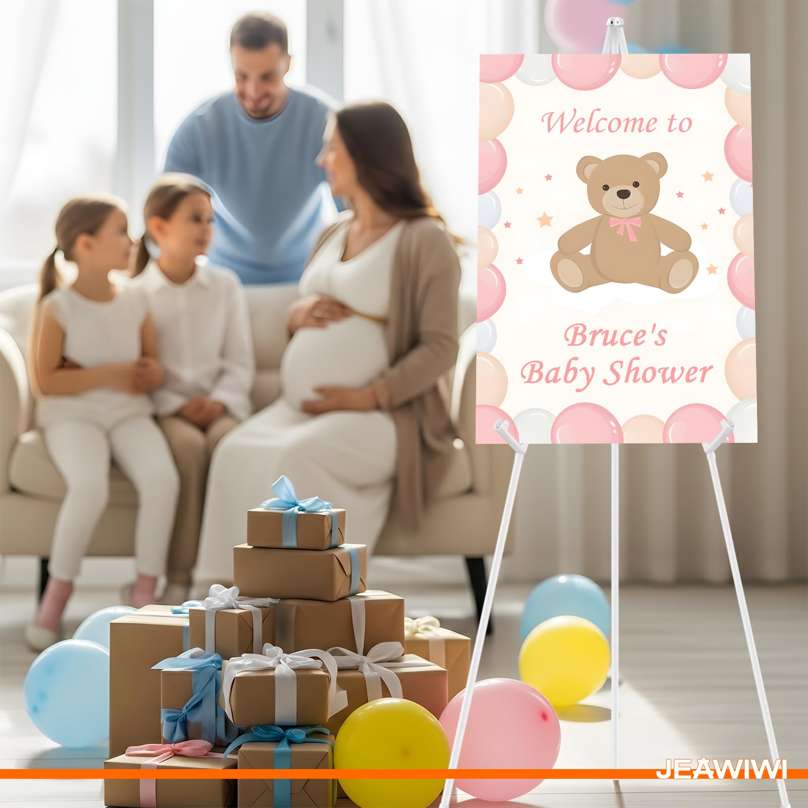 JEAWIWI Weiße Staffelei-Ständer für Hochzeitsschilder, 168 cm, leicht, verstellbar, Kunstposter-Board-Ständer für Ausstellung, Hochzeit, Willkommensschild, Metall-Staffelei zum Malen mit tragbarer