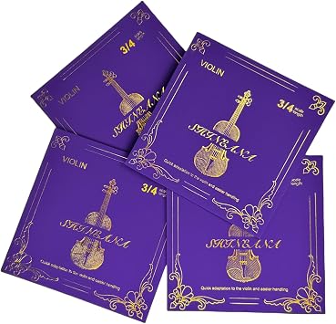 Violin Strings Full Set, Violin Strings Replacement,Long-Lasting Durability & Rich Tone - Handcrafted with Premium Materials- For All Levels (3/4 SIZE)