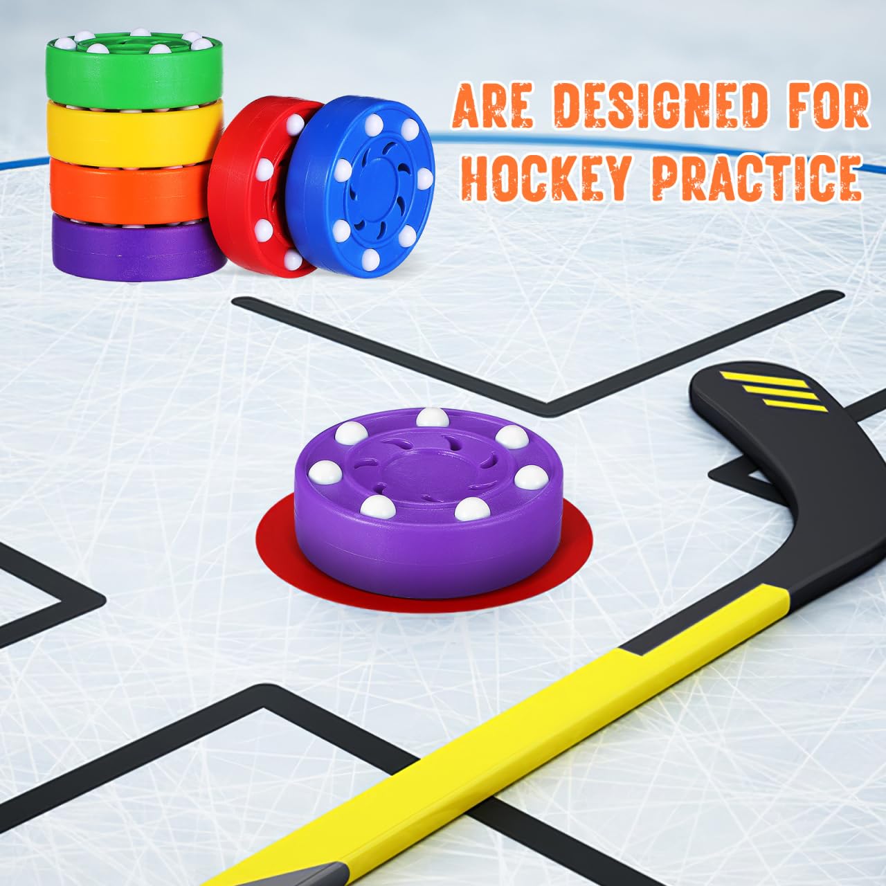 BESPORTBLE Eishockey Pucks 6er-Set - Straßenhockey Pucks aus ABS für Indoor/Outdoor, Inline Hockey Training - Bunt & rutschfest Kinder & Erwachsene