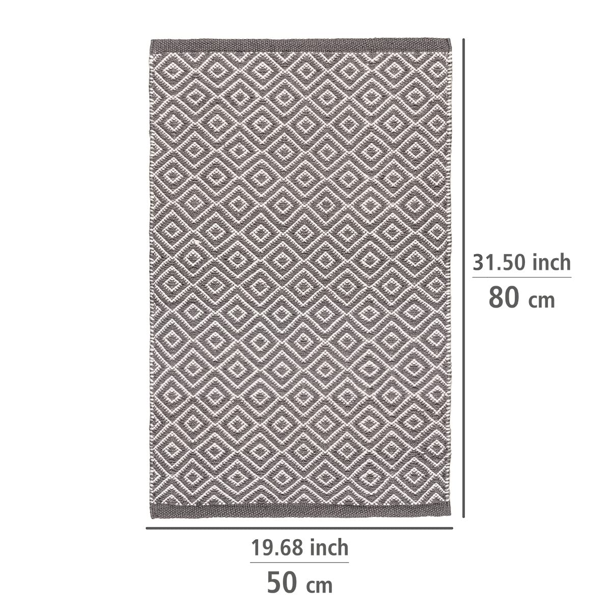 WENKO Badmat Turpan van gerecyclede PET-flessen, wasbare deurmat voor de badkamer, duurzame badmat in boho-stijl, antislip retro douchemat, donkergrijs/wit, polyester, 50 x 80 cm WENKO Badmat Turpan van gerecyclede PET-flessen, wasbare deurmat voor de badkamer, duurzame badmat in boho-stijl, antislip retro douchemat, donkergrijs/wit, polyester, 50 x 80 cm