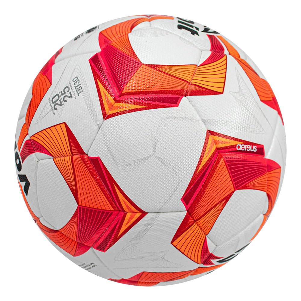 Voit FIFA Qualitäts-Fußball, Weiß mit Rot-Orange-Design, professionelle Liga, Größe 5, Liga MX Aereus