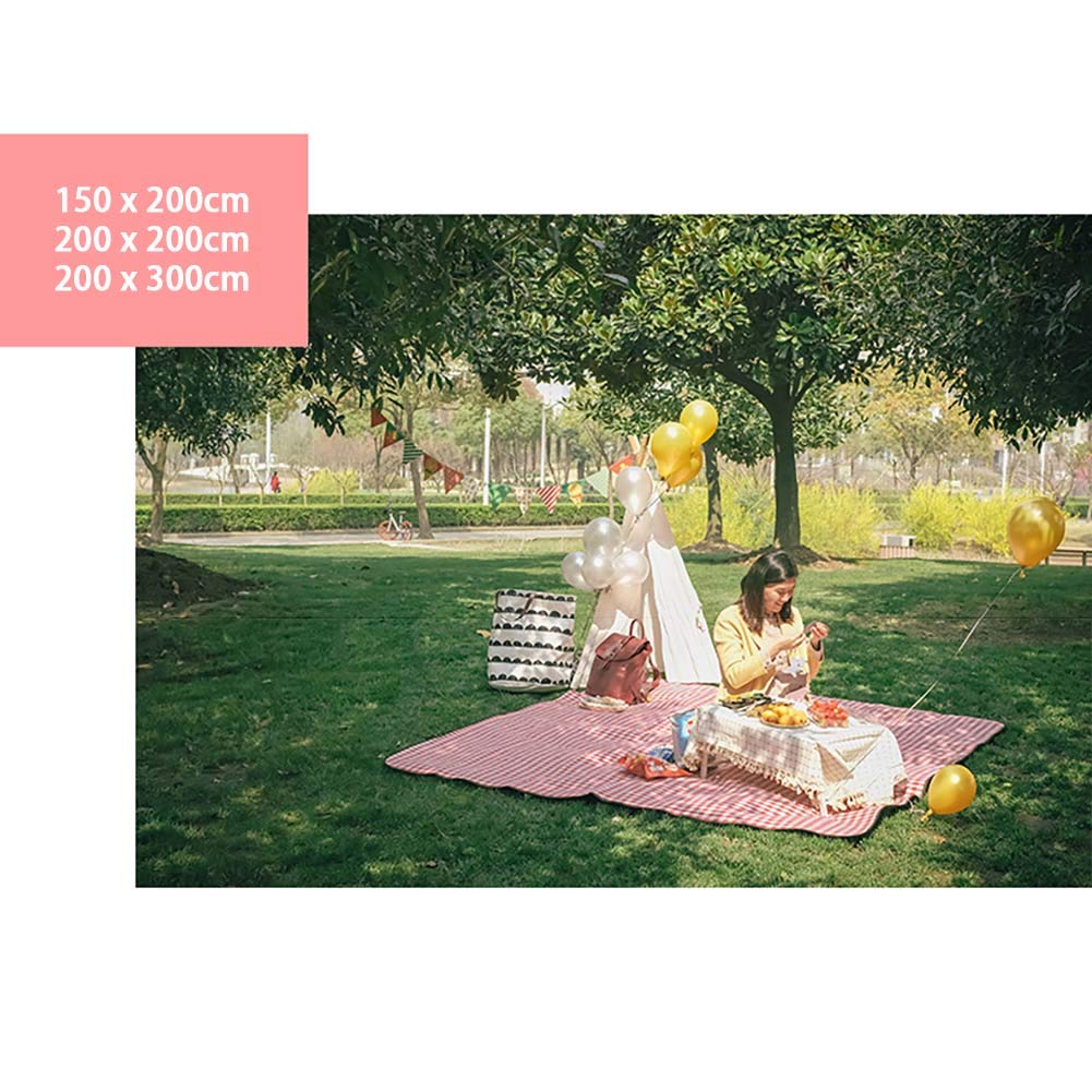 Picnic Blanket Gruby wodoodporny odporny na piasek koc plażowy z paskami i torbą do przechowywania przenośny składany lekki dywanik piknikowy na kemping podróż wędrówki 200 x 200 cm 200 x 300 cm
