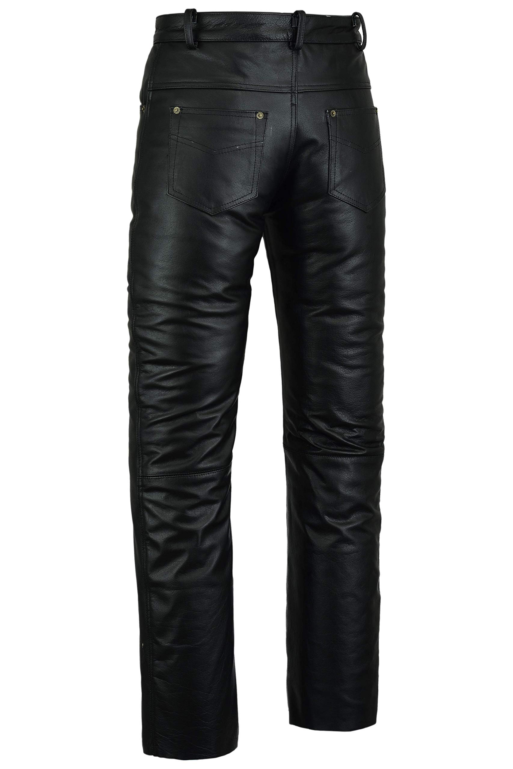 Bikers Gear Australia New Mens Soft Leather Rock And Roll Motorcycle Comfort Leather Jeans Trousers Made from Premium Leather for Comfort Fi