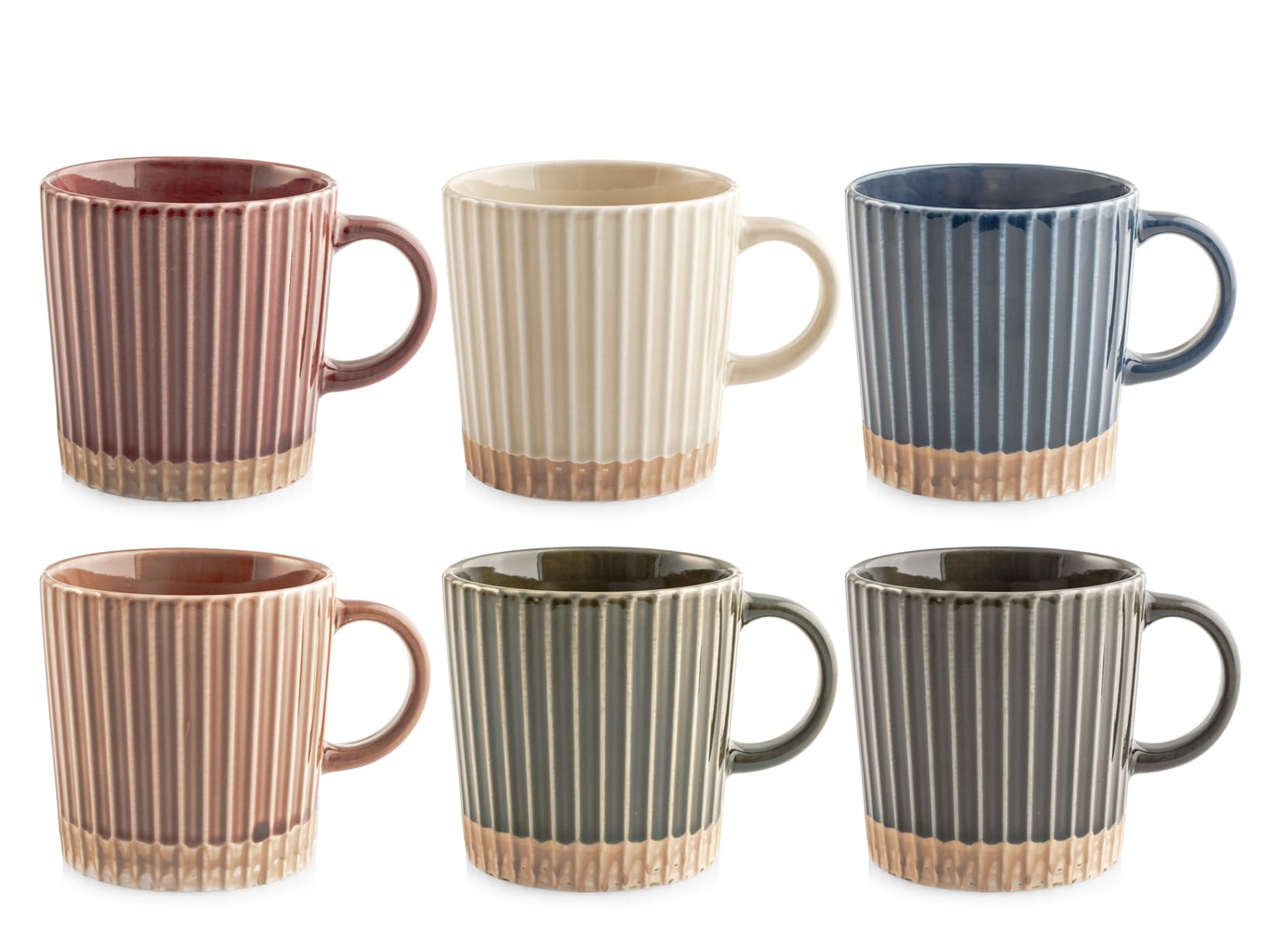 H&H Lot de 6 tasses Jumbo Land in New Bone China – 400 cc – Couleurs assorties – Grandes tasses de petit-déjeuner ou de tisane – Lavables au lave-vaisselle – Passe au micro-ondes
