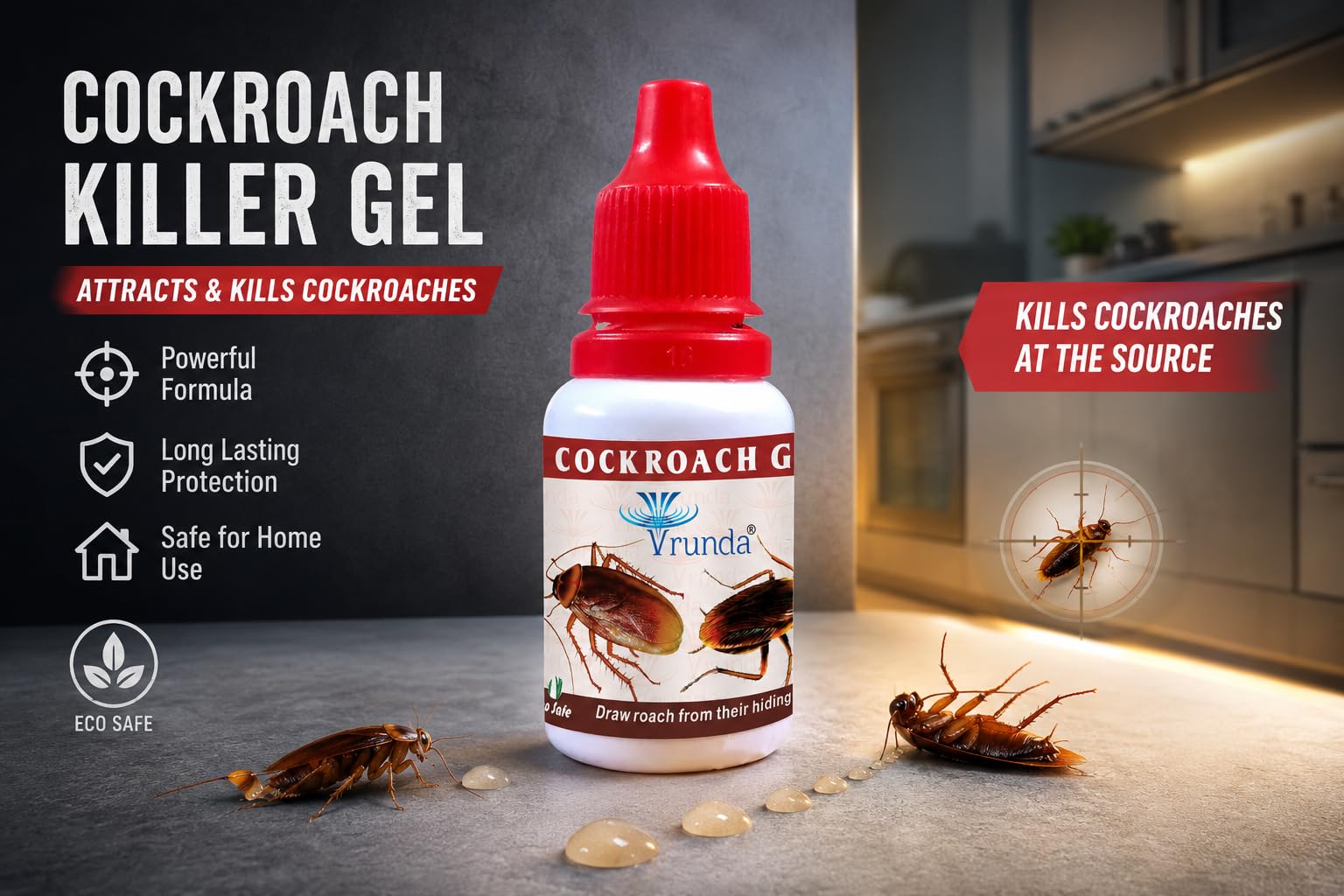 Vrunda Roach Killer Gel - Pack of 4 -2