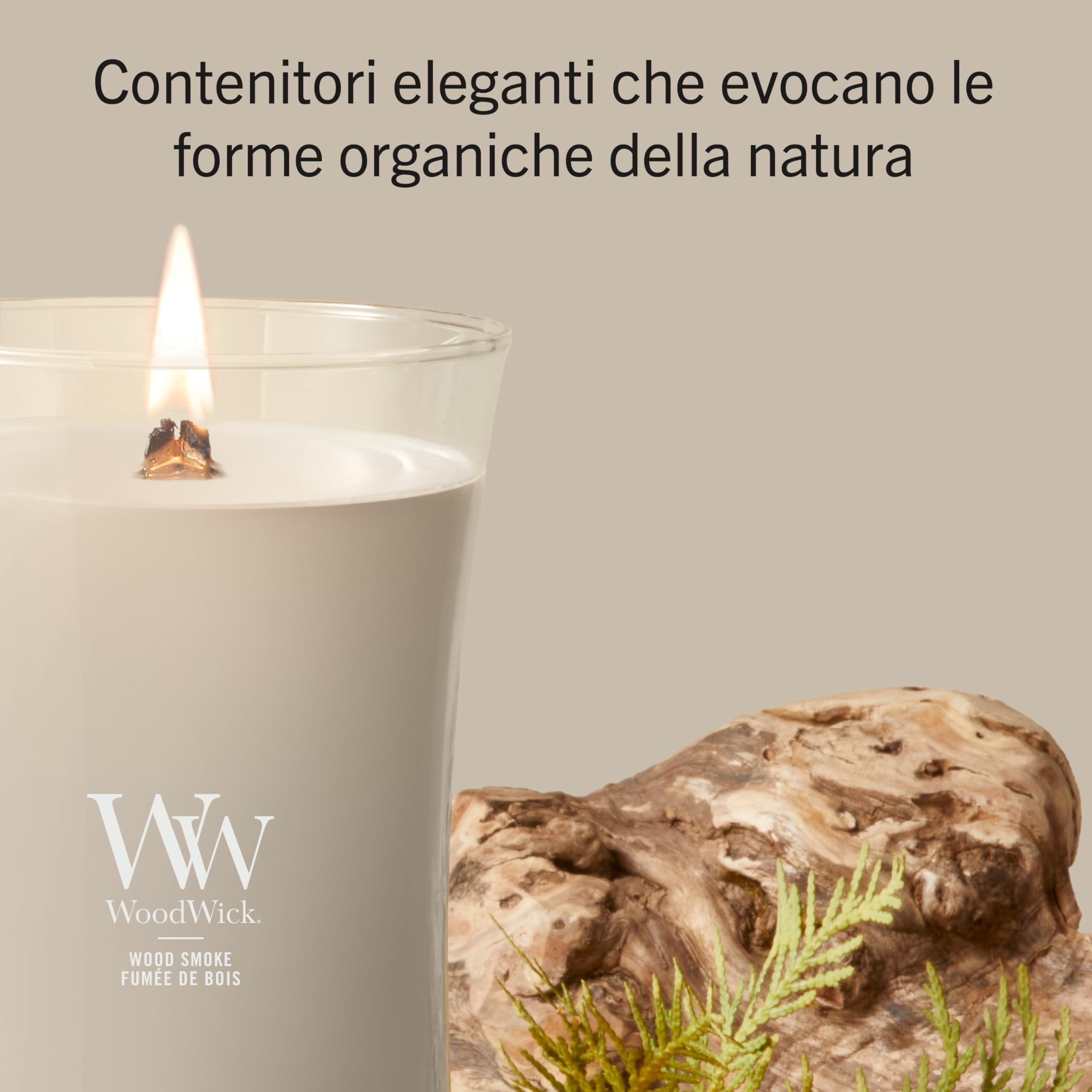 WoodWick Candela profumata | Candela a clessidra grande | Wood Smoke | Regali perfetti per donne
