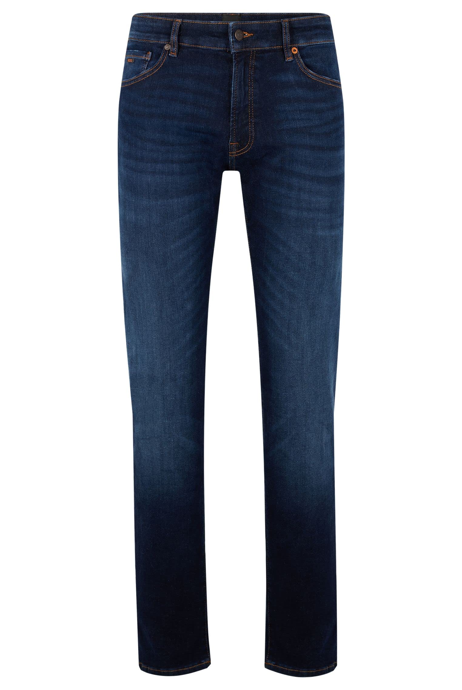 BOSSMens Maine BC-L-P Regular-fit Jeans in Dark-Indigo Super-Stretch Denim
