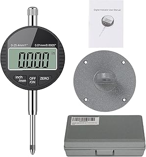 OZHOMY Digital Dial Indicator 0.01mm/0.0005" Dial Test Gauge Range 0-25.4mm/1" Electronic Indicator Gauge High Precision Measurement Industrial Indicators