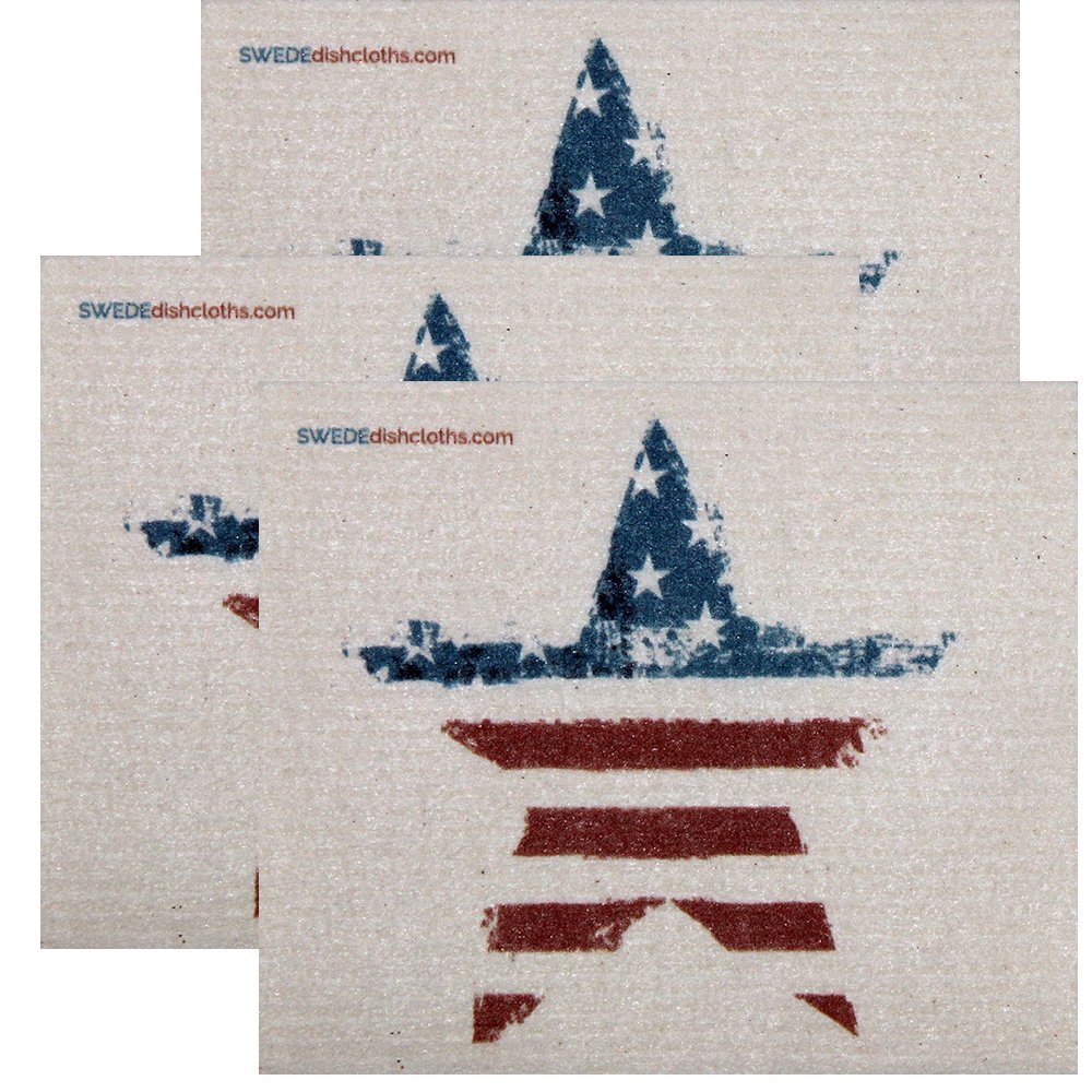SWEDEdishcloths Swedish Dishcloth Set of 3 Each Swedish Dishcloths American Star Design Eco Friendly Cleaning Absorbent Cloth Eco