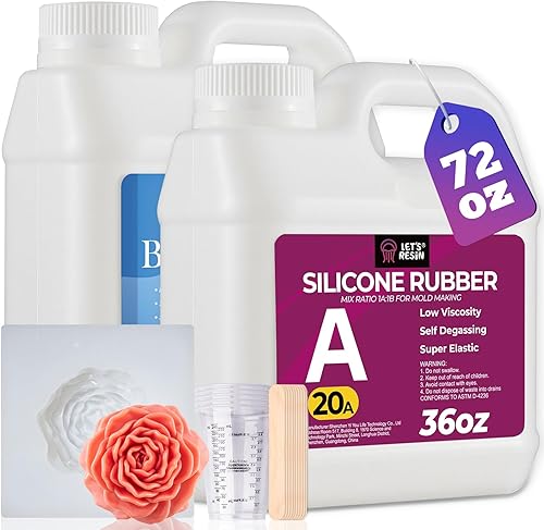 LET'S RESIN Kit de fabricación de moldes de silicona de 72 onzas, goma de silicona de platino no tóxica 20A para fabricantes de moldes,