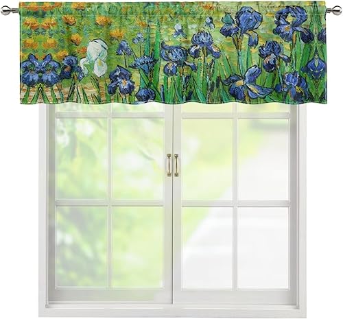 Miniatura 21 de DISNIMO Van Gogh - Cenefas de noche estrellada para ventanas, cenefa de cortina de cocina, 54 x 18 pulgadas, cortinas cortas azules para decoración