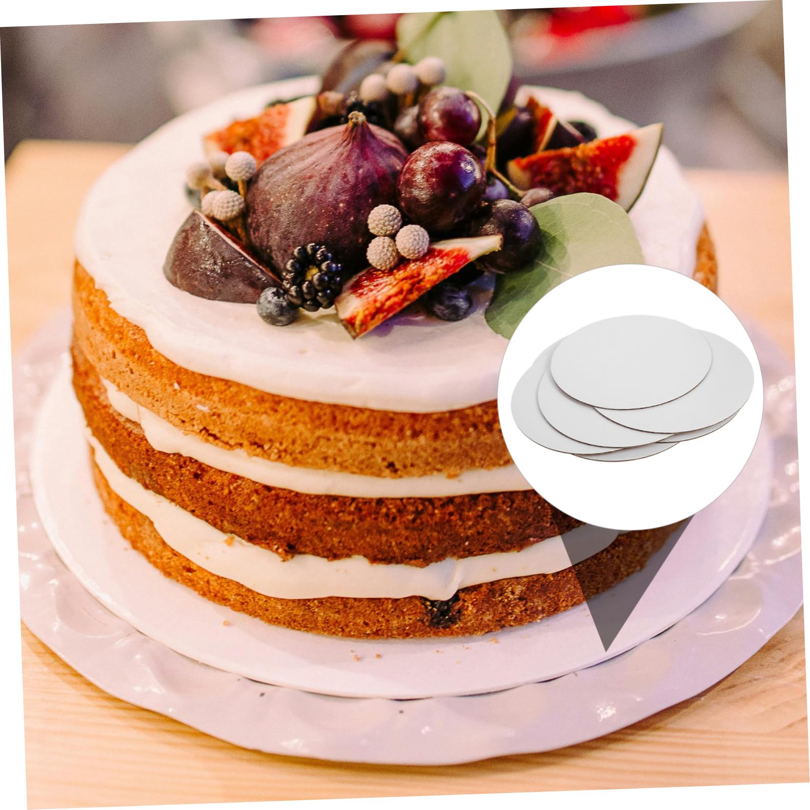 Amosfun Plateaux à Gâteaux Ronds Blancs en Papier, 30 Pièces, Support