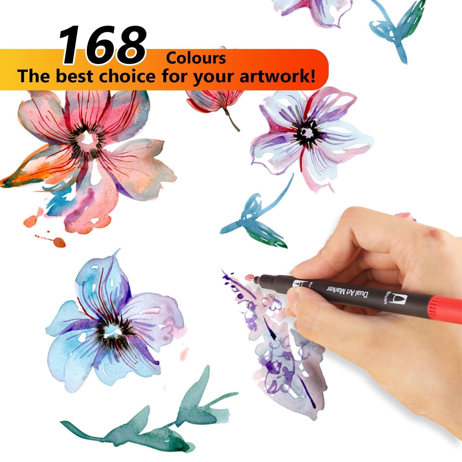 Acryl-Farbstifte, Aquarell-Pinselstift-Set, Pinselstifte mit Zwei Spitzen und Fineliner-Spitze, Kunstmarker, Weiche, Flexible Spitze, Acryl-Farbstifte für Holz, Leinwand, Stein,