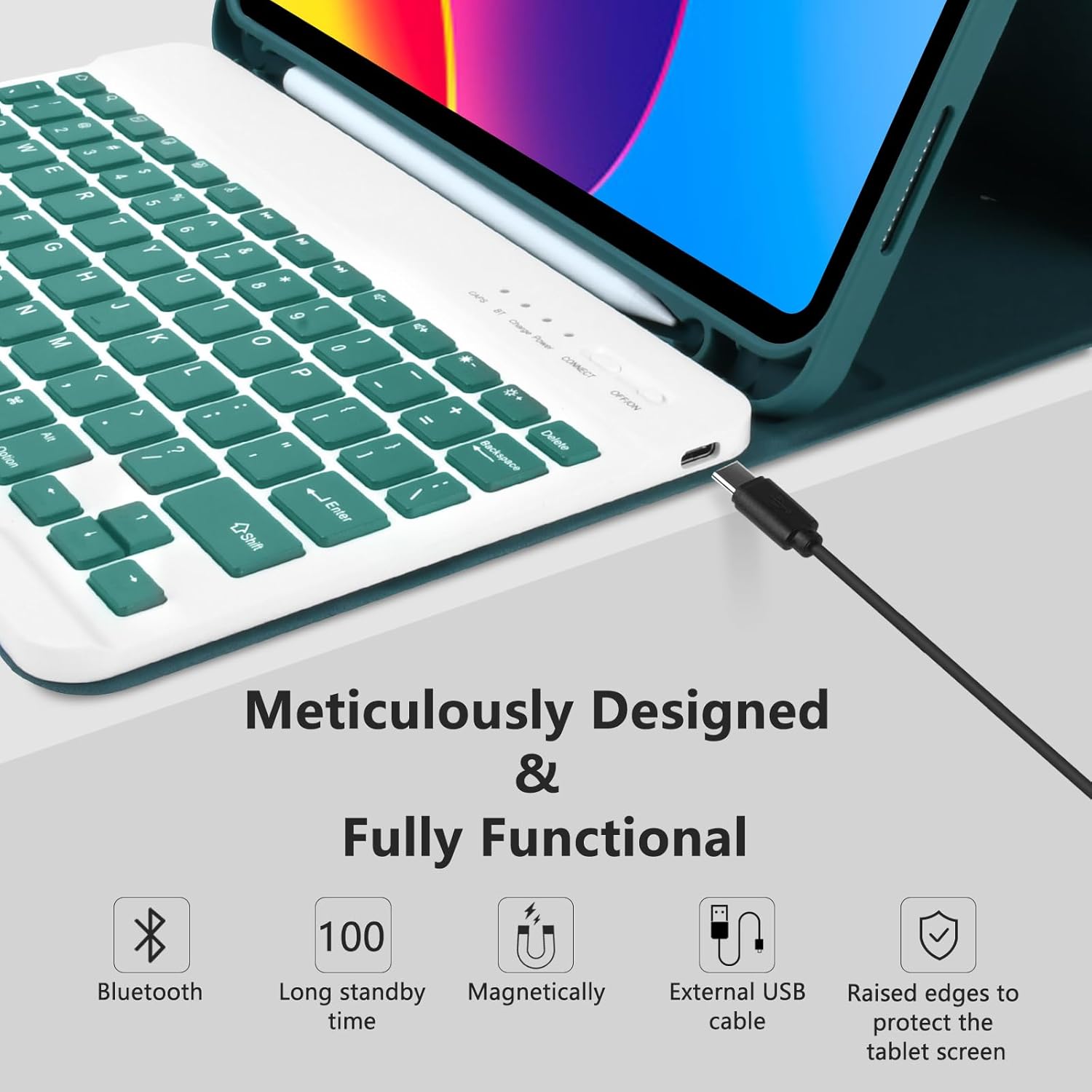 MMK for iPad 11th 10th Generation Case with Keyboard (2022, 10.9"), Wireless Detachable Keyboard, Pencil Holder for iPad 11 inch (A16 2025), 10th Gen (10.9 Inch 2022) Green