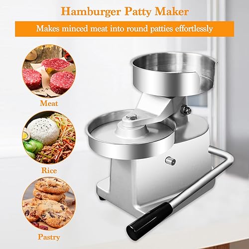 Miniatura 2 de Julymoda Máquina de hamburguesas para hamburguesas, máquina de hamburguesas de 5 pulgadas, máquina de hamburguesa de acero inoxidable, máquina de