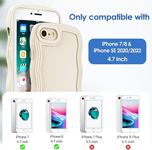 Miniatura 6 de Funda para iPhone SE 20222020, para iPhone 87, diseño de marco ondulado para mujeres y niñas, bonita funda de TPU flexible y suave de color sólido