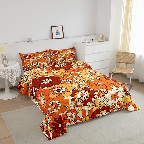 Miniatura 6 de Erosebridal 7 Piece King Size Boho Floral Bedding Set with Hippie Groovy Flower Power Comforter and Sheet Set