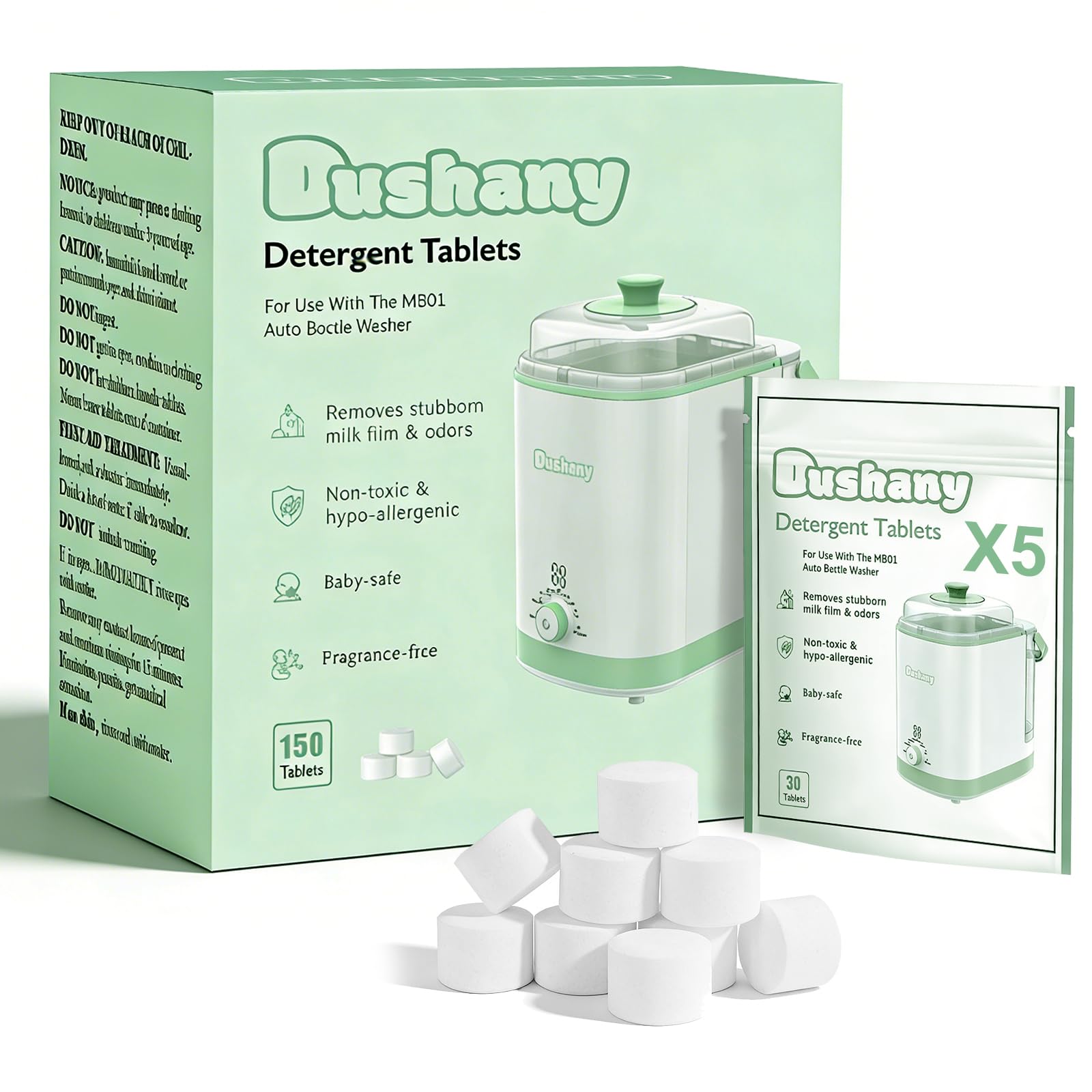 150 Reinigungstabletten für Babyflaschen – Kompatibel mit Momcozy, Baby Brezza, Grownsy,– Entfernt Milchrückstände & Kalkablagerungen für Flaschenreiniger, Milchpumpe & Sterilisator