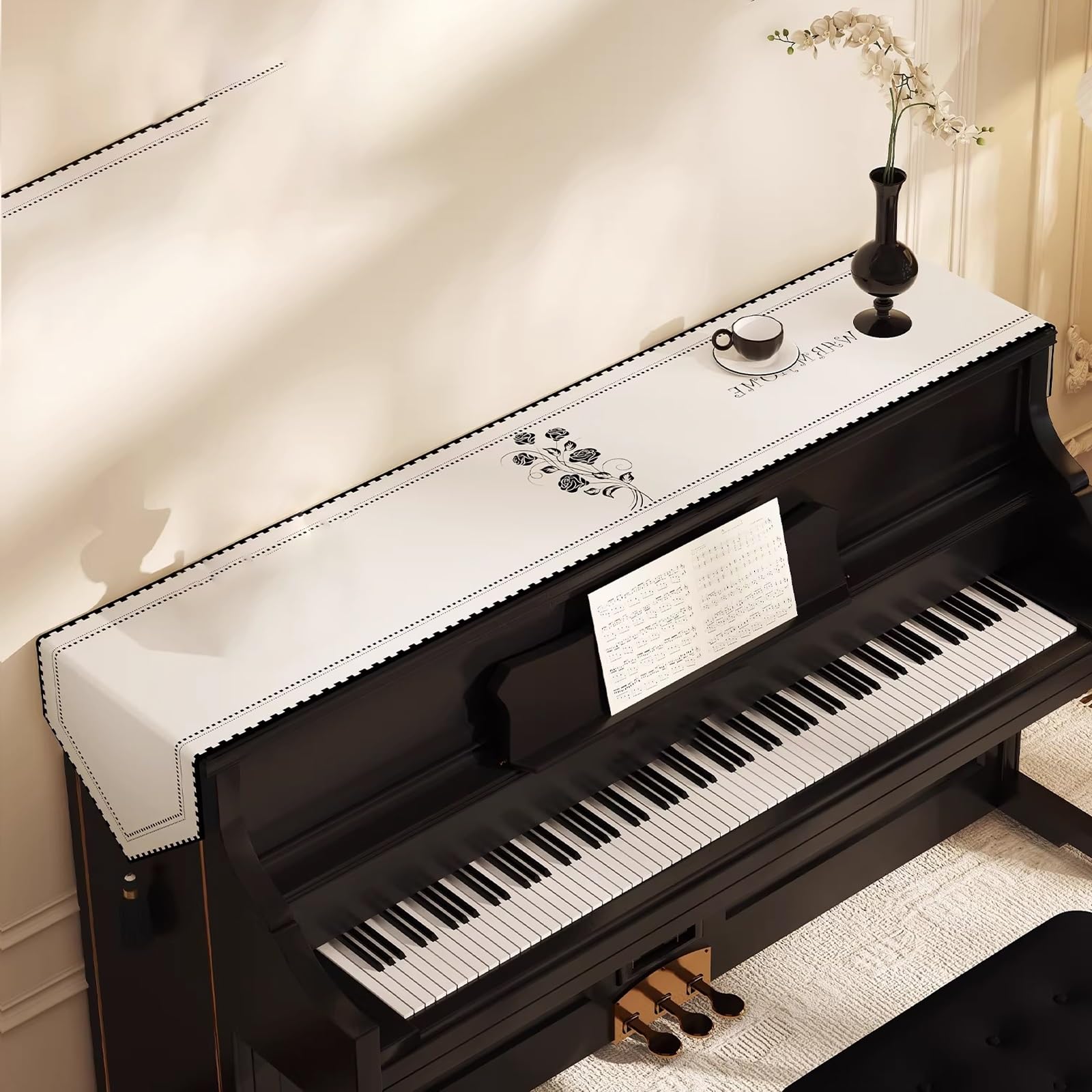 Housse pour piano droit tapis de couloir antidérapant contre les dommages