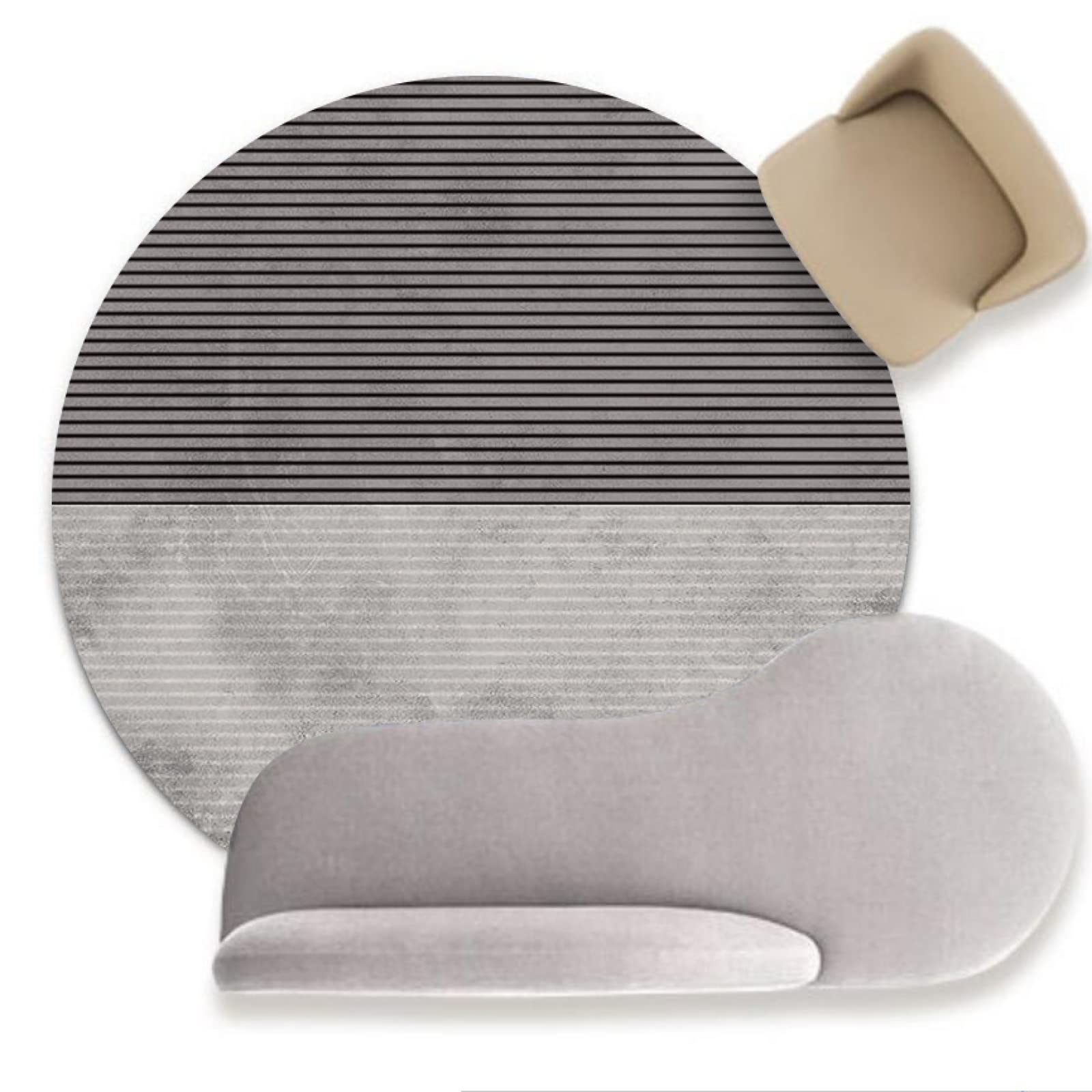 Teppich, schwarz-weiß gestreiftes Design, weich und modern, leicht zu reinigen, flecken- und lichtbeständig, 100 cm Durchmesser