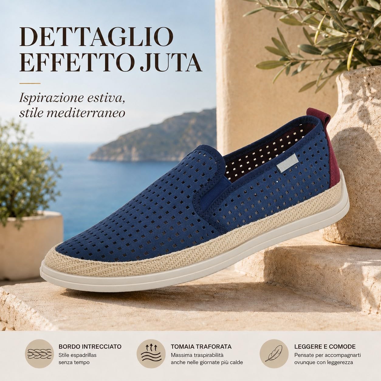JOMIX Mocassini Uomo Estivi Traforati Scarpe Slip On Uomo Leggere e Traspiranti Casual Senza Lacci con Suola in Gomma Ideali per Estate Made in Spagna