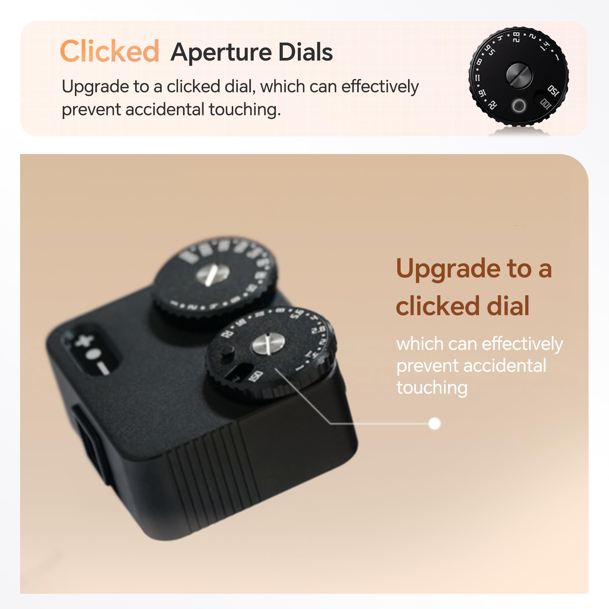 TTArtisan Upgrade Light Meter II Generation Zwei Scheiben Belichtungsmesser für die Fotografie mit Cold Shoe Mount Kompatibel mit verschiedenen Kameras (Aluminium Schwarz)