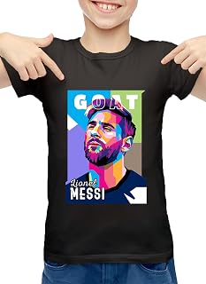 ZINGOMING Exclusive Lionel Messi Colorful Football Black Cotton T-Shirt for Boys and Girls Unisex Kids T-Shirt (22(5 Years-6 Years))