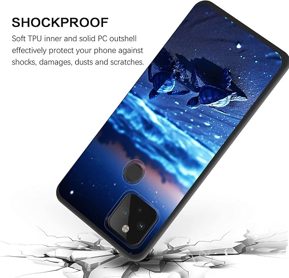 for Google Pixel 5 Case,Slim Shockproof TPU Soft Rubber Silicone Cover Phone Case for Google Pixel 5,Turtle Dream Sea Star