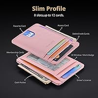 Vista 55 de Buffway - Billetera delgada minimalista de cuero con protección RFID para hombre y mujer Café Lichee