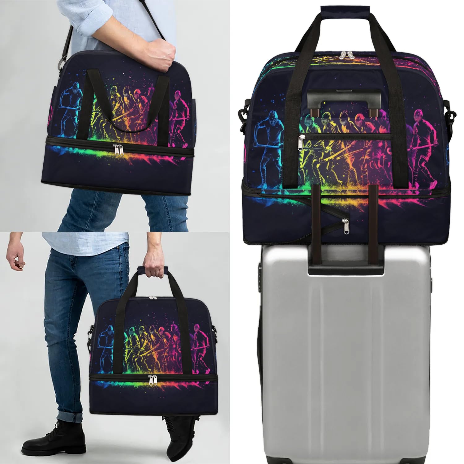 Sac de sport de hockey pour homme et femme, sac de week-end, sac fourre-tout pliable et séparé, 47 l, couleur, 47 L, Organiseur de sac
