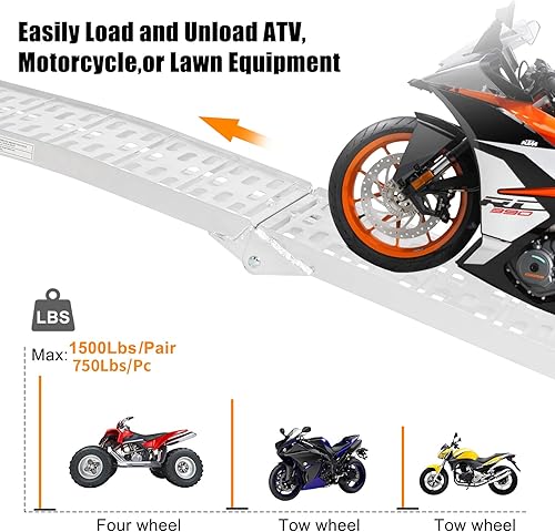 Miniatura 3 de TRIBLE SIX 2 rampas de carga plegables de 7.5 pies, rampas de carga plegables de 1500 libras de capacidad para