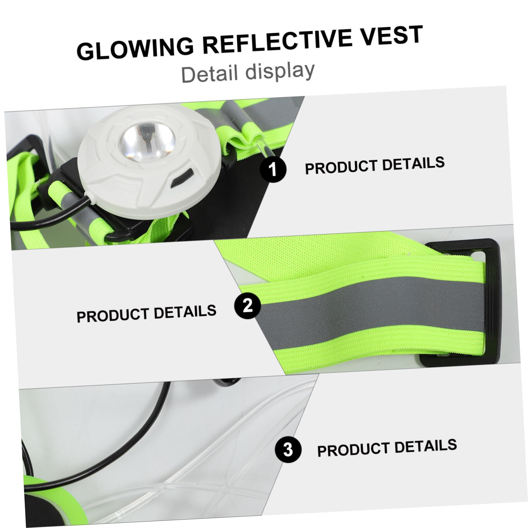 BESPORTBLE Chaleco Reflectante Alta Visibilidad Luz Ajustable Equipo Correa Luminosa