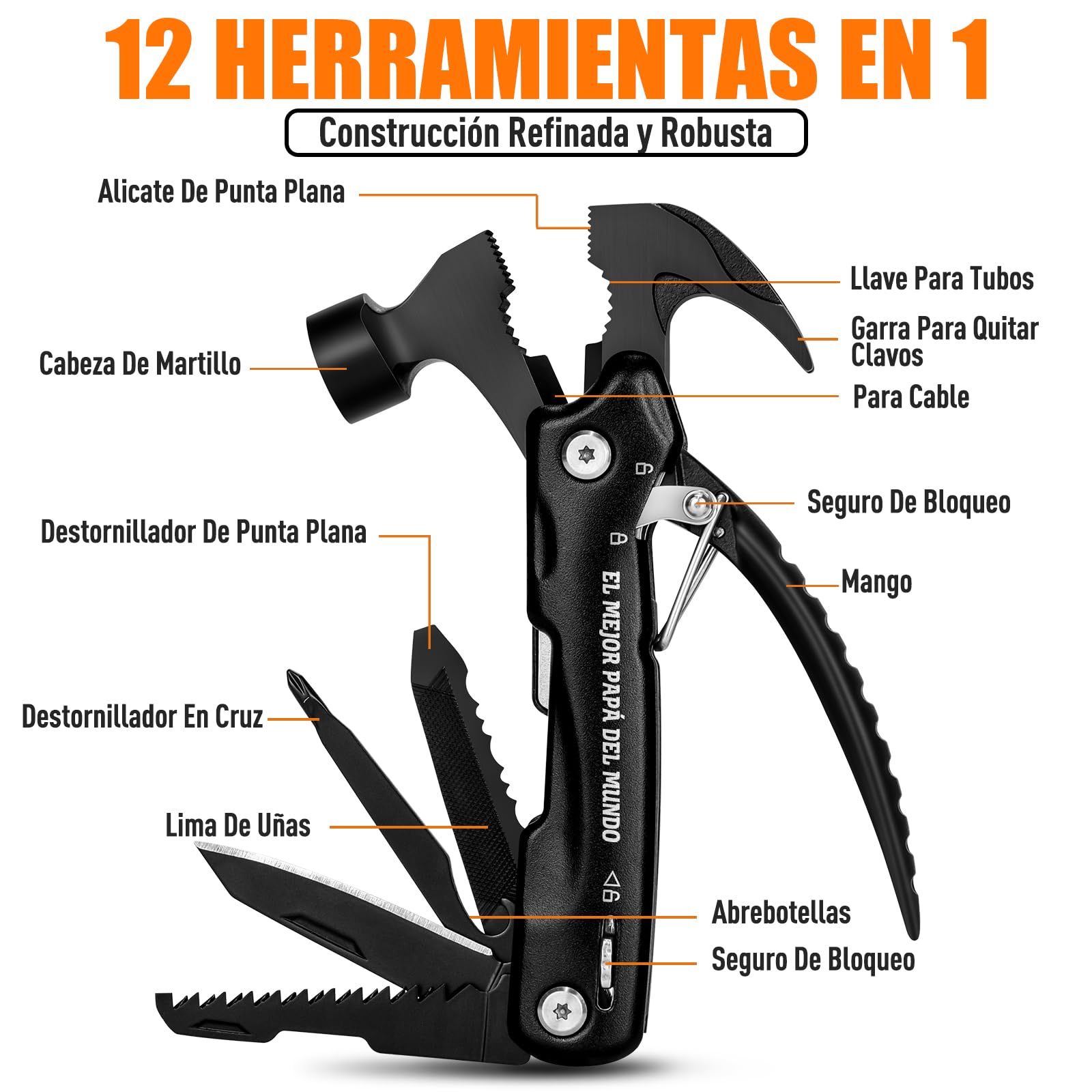 BIIB Regalo per la festa del papà, regalo uomo, 12 in 1 Multiattrezzo Campeggio Accessori
