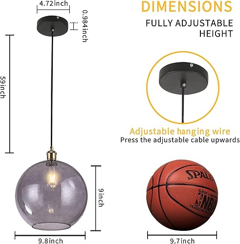 Miniatura 2 de Luces colgantes de cristal, iluminación de isla de cocina, lámpara colgante de globo, moderna iluminación de isla de cocina para comedor y