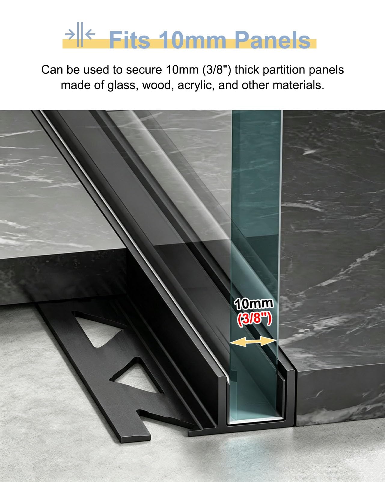 Profil Typu U do Szkła Aluminiowy Profil Typu F do Ścianek Szklanych | Dolny Profil Montażowy do Bezramowych Drzwi Prysznicowych Wpuszczany(Gray,L1.5m(4.9ft))