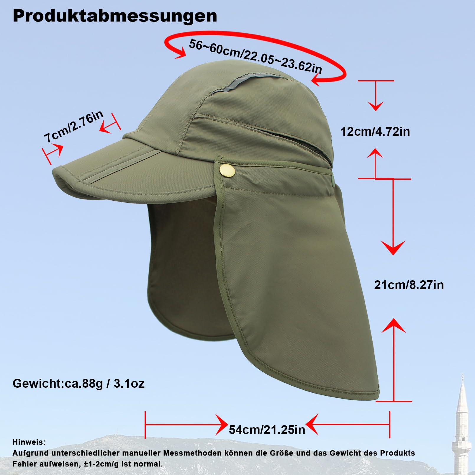 Czapka z ochroną szyi odpinany wielofunkcyjny letni kapelusz przeciwsłoneczny ochrona przed słońcem oddychająca szybkoschnąca ochrona przed promieniowaniem UV