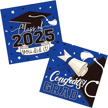 2025 Graduation Decorations Kit: Grad Party Supplies with Blue Disposable Plates, Napkins, Tablecloth, and Congrats Grad Banner for 25 Guests - Graduation Party Decorations