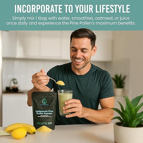 Miniatura 5 de Holistic Bin Polen de pino orgánico en polvo de grado farmacéutico, cosechado silvestre, polen de pino canadiense dorado Sin OMG, sin aditivos